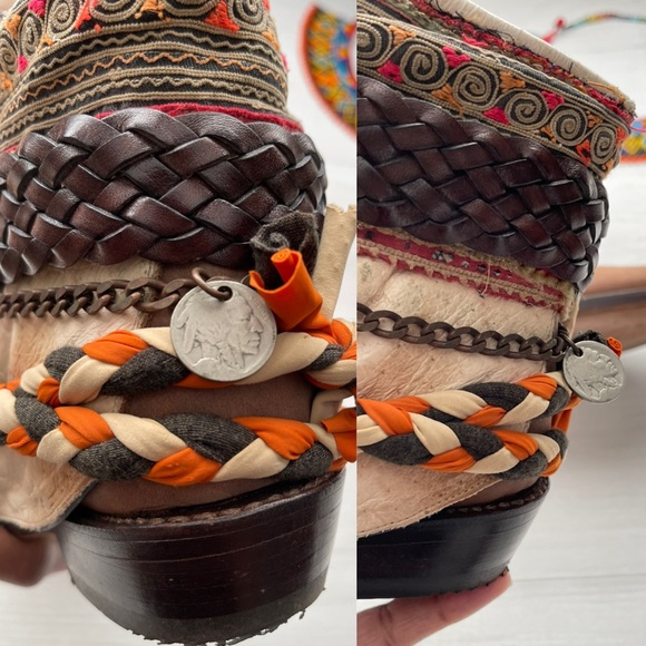 SANCHO Leather Aztec Ankle Boots Size 40/US 9.5-10 - Picture 4 of 17